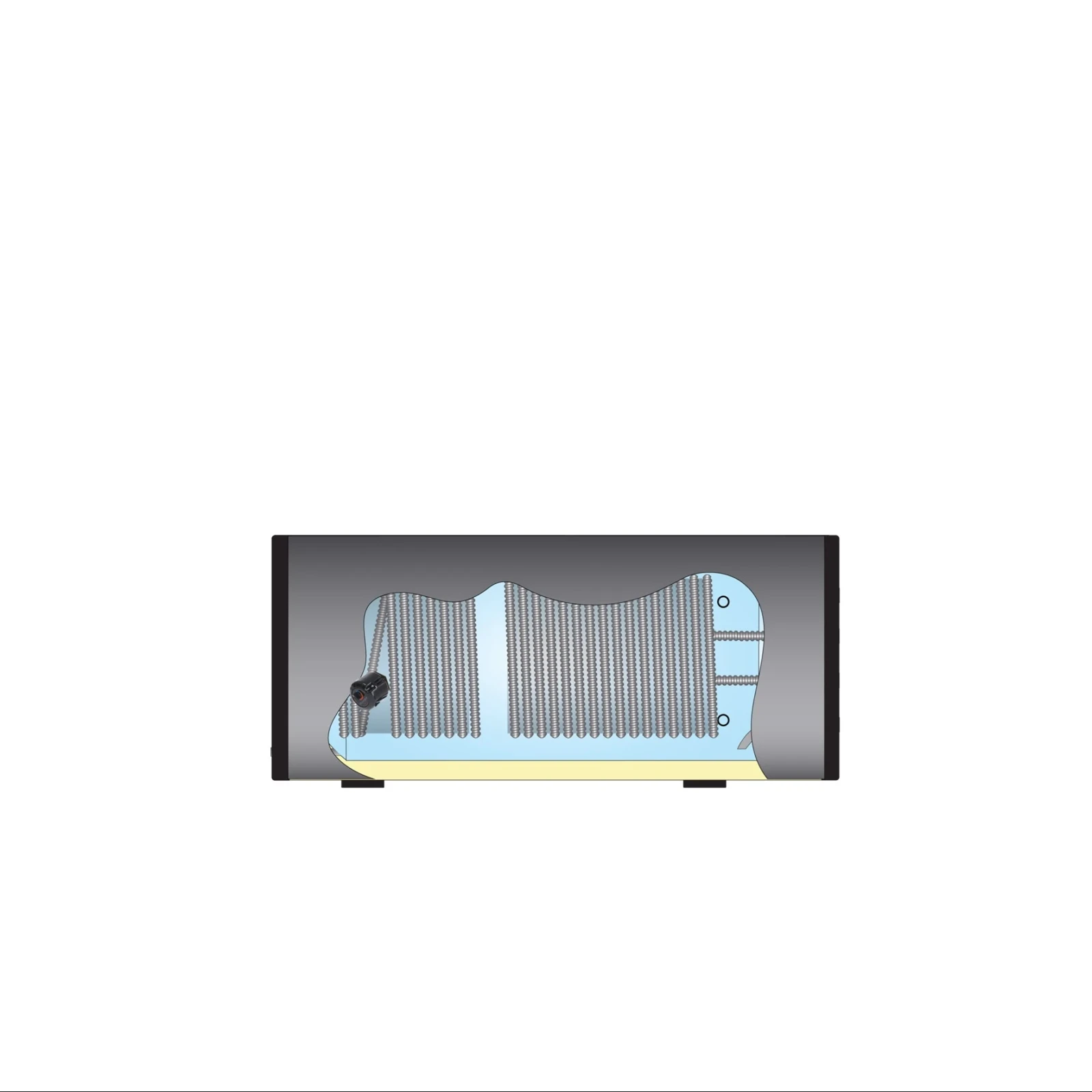 RVS boiler horizontaal - 200L - 2 XL 28mm warmtewisselaars